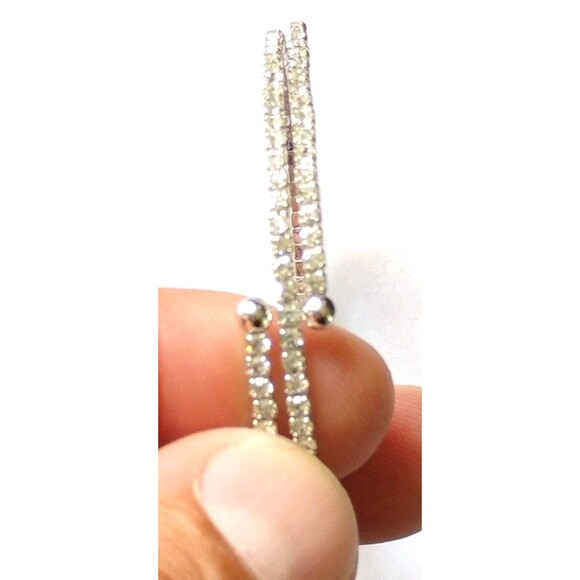 Silver Tone Stretch Bracelet with Clear Gemstone Adjustable Women's Wrist Jewel - Picture 4 of 5